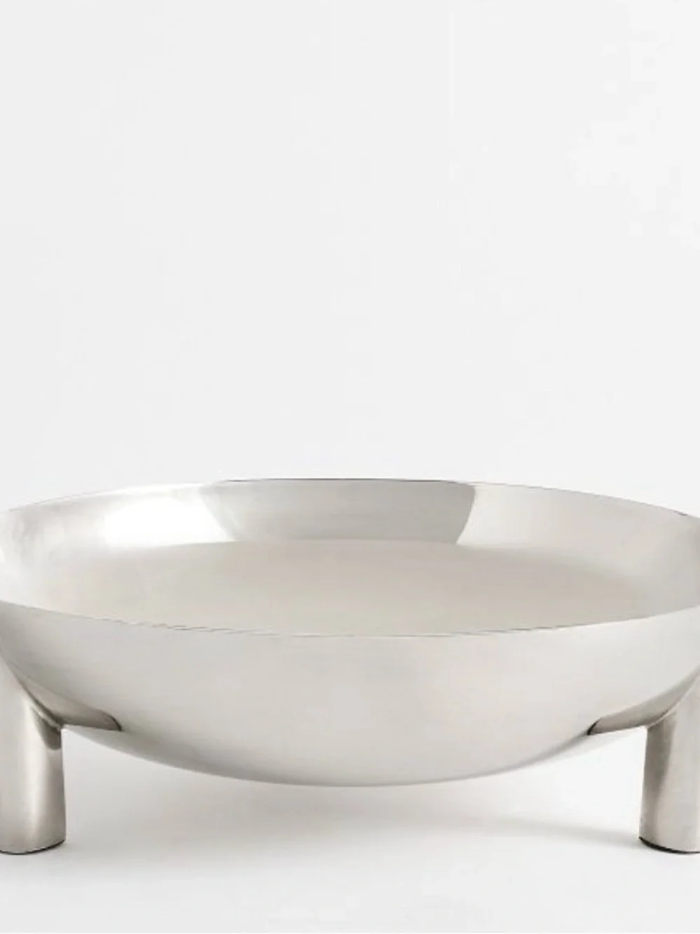 Pottery Barn Polished Stainless Steel Round Pedestal Bowl - Silver